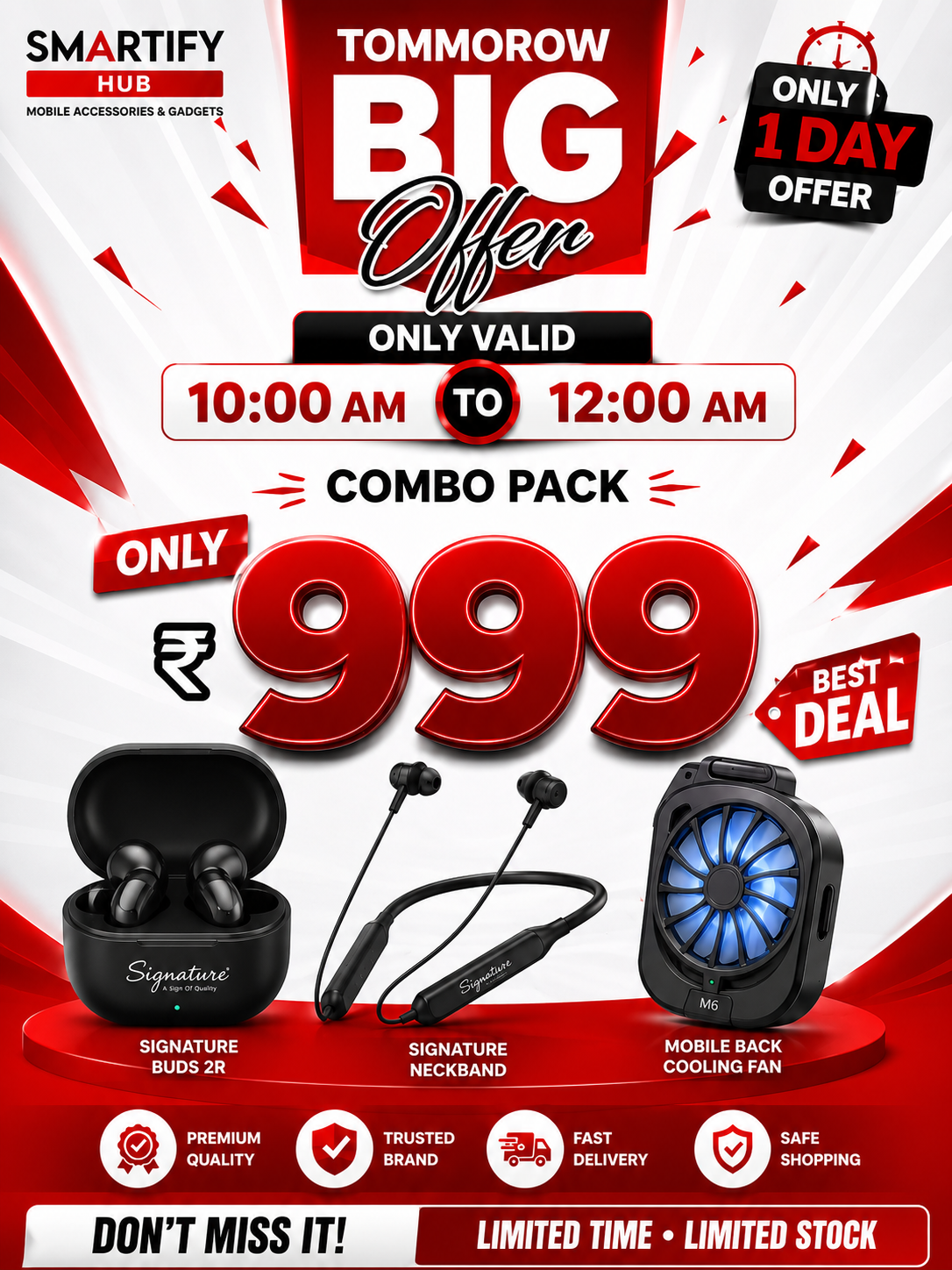 Oneplus Buds 2r + Signature Neckband + Mobile gaming cooling fan
