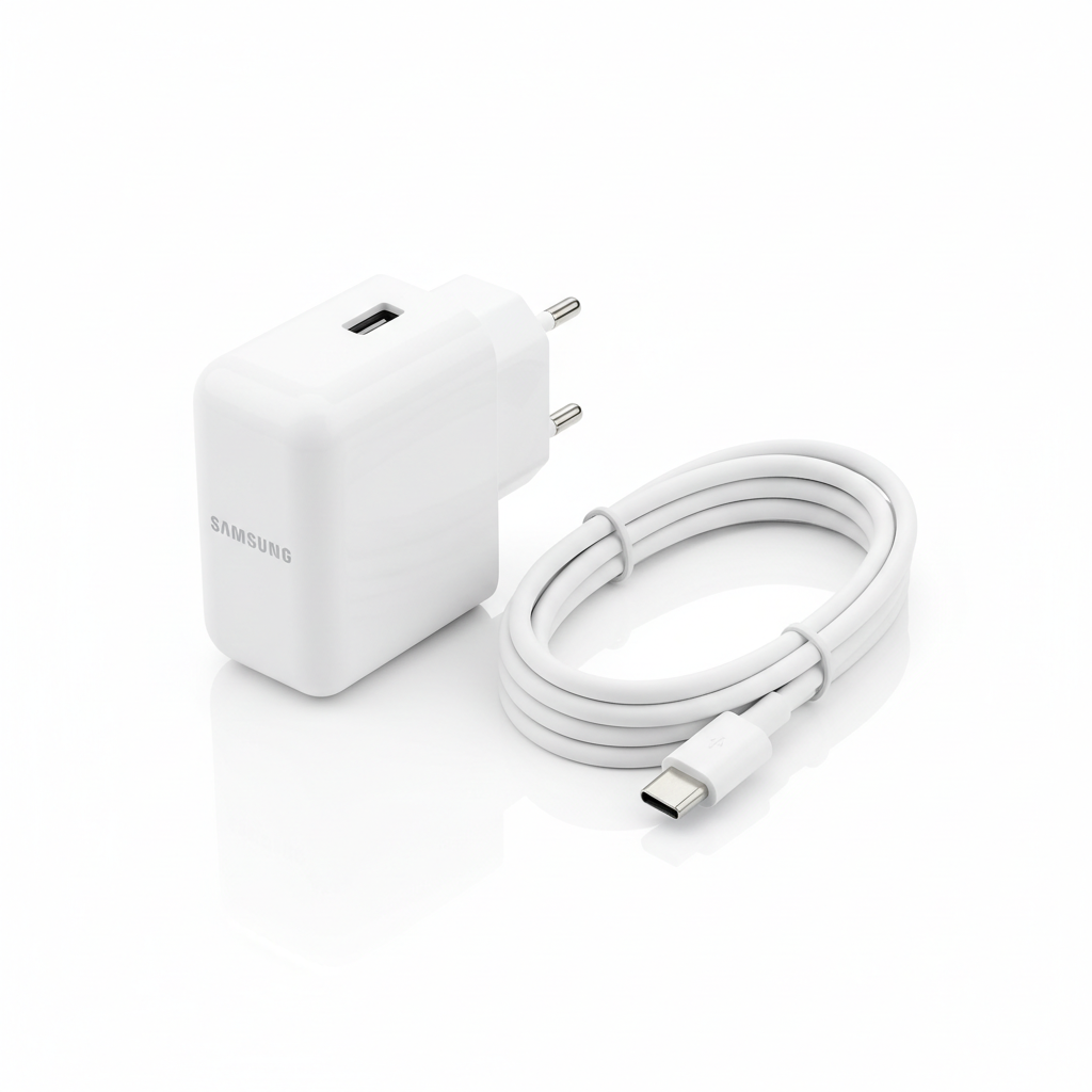 Samsung 45W charger white background cover photo